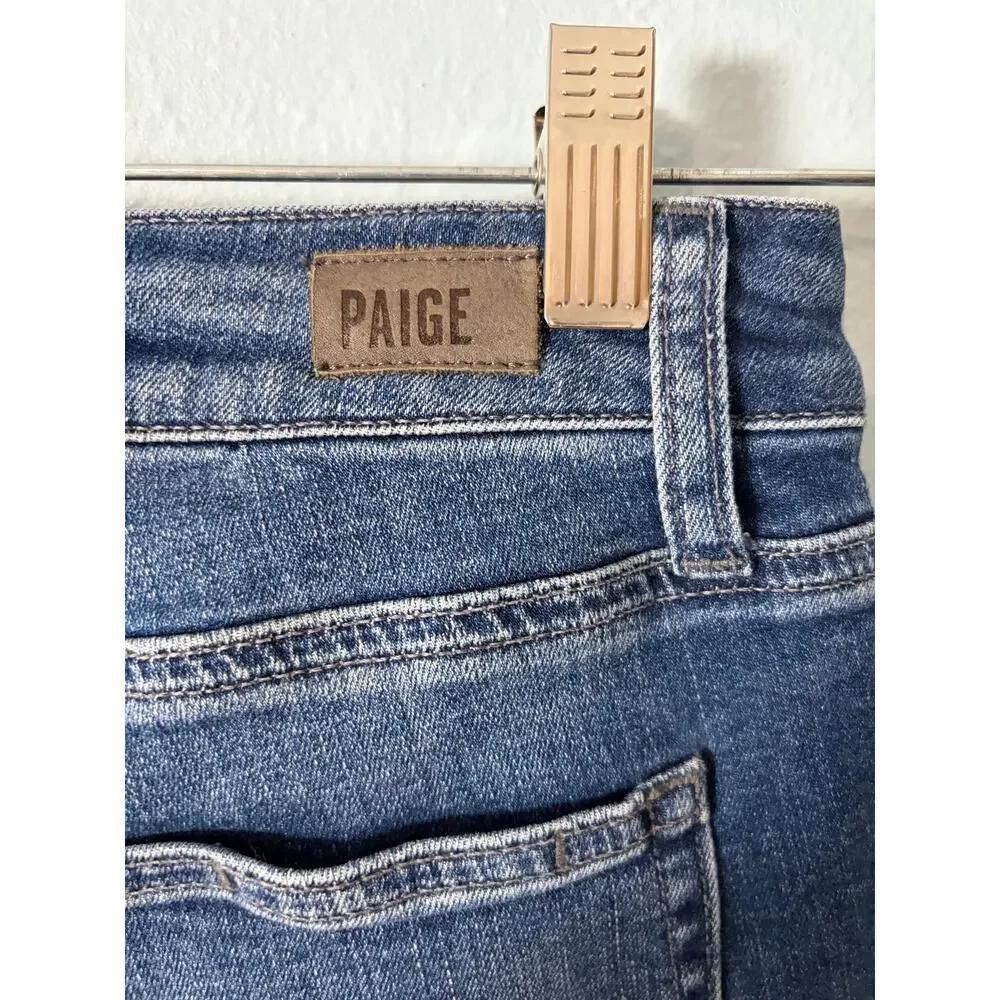 Paige Jax Knee Short Size 25 Cuffed Denim Bermuda Shorts Mid Rise Stretch Preppy